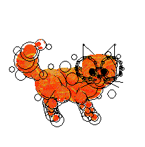 orange cat wearing wireframe glasses looks around in a loop